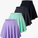 Real Essentials 4 Pack: Women's Basic Casual Stretchy Mini Skirt - Skater A-Line Flowy Flared, XXL