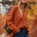 ANRABESS Women's Oversized Casual Loose Slouchy Scoop V Neck Batwing Long Sleeve Knit 2025 Fall Pullover Sweaters (S)