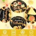 50PCS Black and Gold Birthday Oval Paper Plates 11inch Large Black Party Decorations Platters, Happy Birthday Party Heavy Duty Dish Tray for Men Women Gathering BBQ Dinner Tableware Supplies