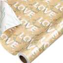 American Greetings 175 sq. ft. Reversible Flower Wrapping Paper Bundle for Weddings, Bridal Showers, Engagement, Anniversaries and All Occasions, Love Text and Floral (1 Roll, 30 in x 70 ft.)