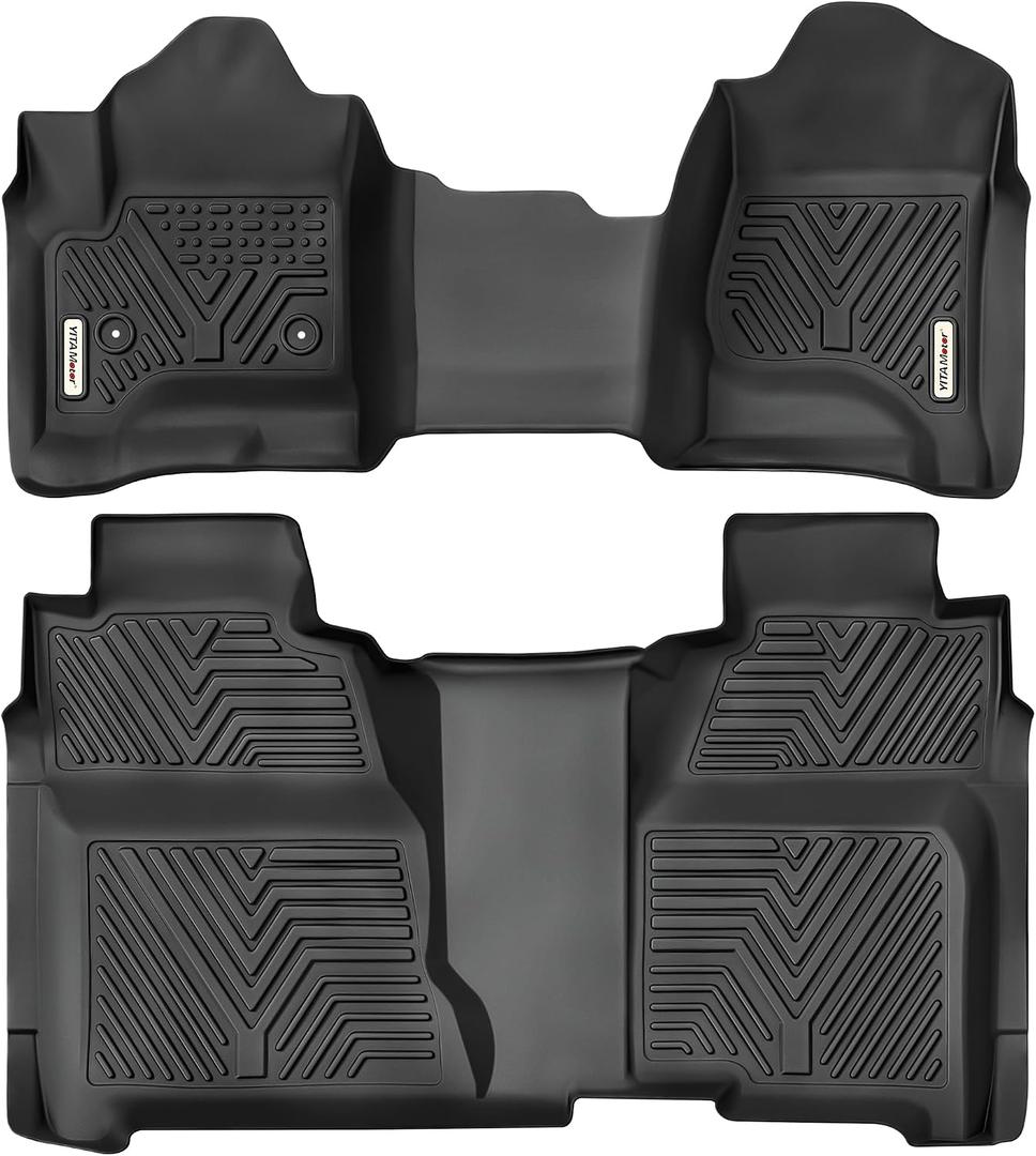 YITAMOTOR Floor Mats Compatible with Silverado/Sierra Crew Cab Bench Seat
All Weather Mats for 2014-2018 Silverado/Sierra 1500 & 2015-2019 2500HD 3500HD, TPE Rubber Floor Liners, LT Truck Accessories