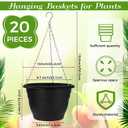 20 Pack 10 Inch Plastic Hanging Planter Bulk Black Hanging Baskets for Plants with Drainage Trays Self Watering Plant Pot Outdoor Indoor Planter for Garden, Balcony, Porch, Patio Decor