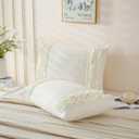 Herside Cream White Pillowcase King Size 2 Pack,Ruffle Pillow Shams,20x36 inches Chic Boho Pillowcases, French Country Vintage Ruffled Cute Pillow covers Set of 2 Soft Microfiber