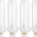 KOR (Pack of 4) 13 Watt Double Tube - G24Q-1 (4 PIN) Base - 4100K Cool White - CFL Light Bulb. Replaces Sylvania 20667 CF13DD/E/841 - Philips 38328-1 PL-C 13W/841/4P/ALTO and GE 97597 F13DBX/841/ECO4P (13w - 4100k (Cool White))