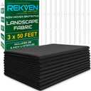 Non Woven Geotextile Landscape Fabric - 3 x 50 Feet - French Drain Dry Well Underlayment and Weed Barrier Fabric - Heavy Duty Ground Cover and Drainage for Garden - Includes 30 Landscaping Staples