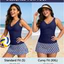 Talisea Womens Tankini Bathing Suits with Skirt Two Piece Tummy Control Swimsuits Ladies Swimwear (Blue, L)