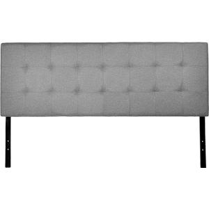 Amazon Basics Faux Linen Upholstered Tufted Headboard with Adjustable Height, King, Gray
