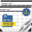 Desk Calendar 2026-2 PACK,January 2026 to June 2027,Desk calendar 2026-2027 Large 22x17, Calendar 2026 with PVC Cover,Round Holes& NOTES List (Black),18 Months 2026 Desk Calender.