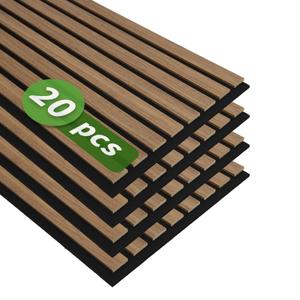 Art3d 12" x 24" Acoustic Wood Slat Wall Panel, 20pcs, 40 sq.ft, Deep Walnut