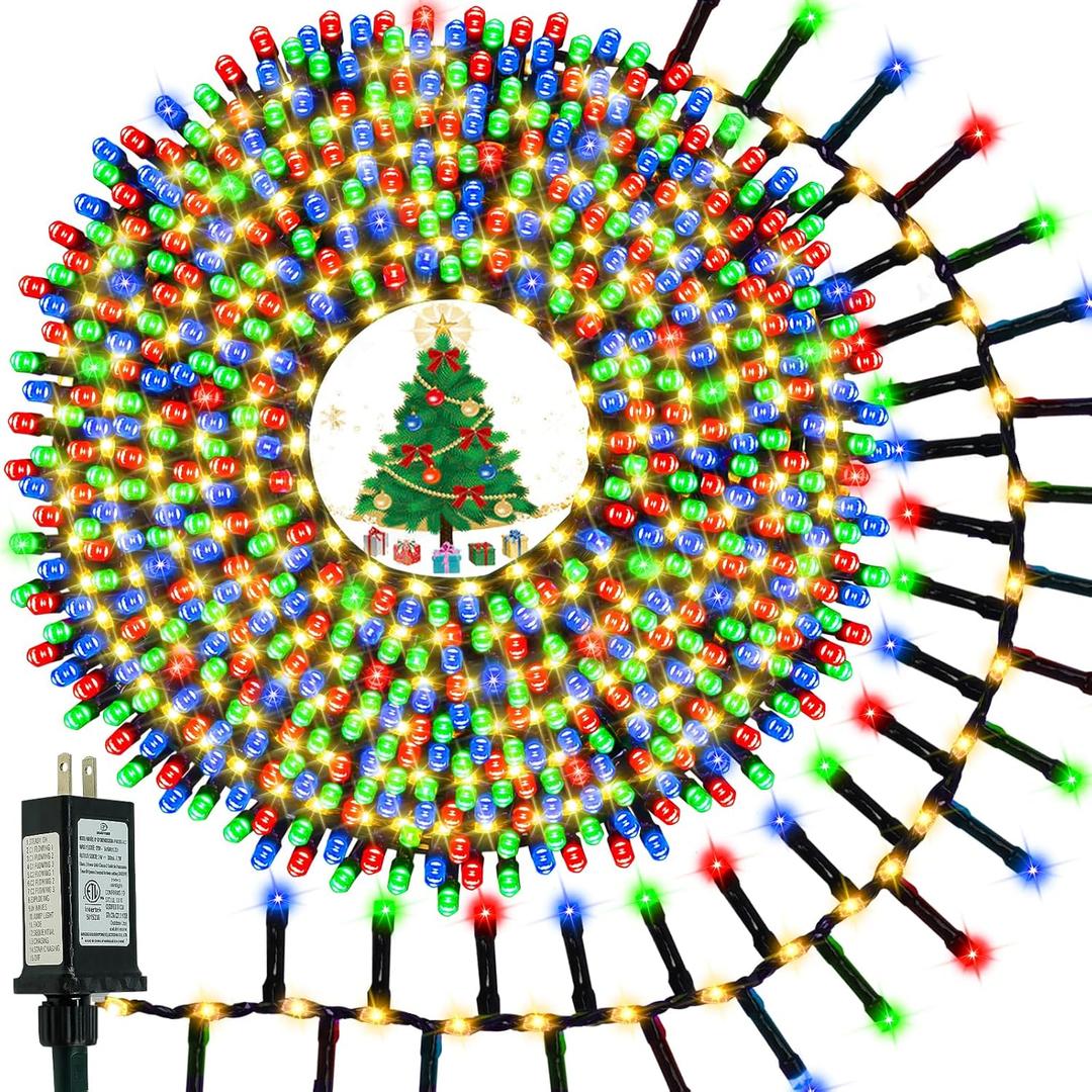 2025 New Christmas Cluster Lights 800LED with Flowing Twinkling, Firecracker Fairy Lights with 15 Modes & Timer, Waterproof Christmas String Lights for Indoor Outdoor Xmas Tree Party Garden Multicolor (Multicolor(no voice control))