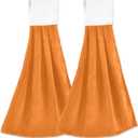Dussdil Halloween Orange Kitchen Hand Towel Set - 2 Pcs, 12 x 18 in Fingertip Towels With Tie - Soft Absorbent Tea Bar Dish Cloths for Laundry Room, Bath, Bathroom