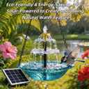 2026 New Solar Cascade Hanging Bird Bath Fountain Outdoor Bowl Bird Bath with Solar Pump, Large Hanging Fountain for Hummingbirds, Gardens, Patio & Backyard (Blue)
