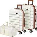 Luggage Sets 3 Piece, Hardside Carry On Suitcase with Spinner Wheels, Lightweight Durable Luggage for Travel | TSA Lock, Expandable Suitcase Set for Men and Women（20/26in） (White), 38cm x 23cm x 57cm