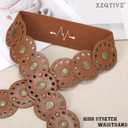 XZQTIVE Women's Boho Disc Belt Western Leather Belt Vintage Concho Belt Wide Cowgirl Belt for Dress Jeans with Metal Buckle, Brown(Bronze Disc), L: 41.3in/ 105cm