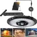 Solar Light Indoor Outdoor, 3000LM Solar Shed Light Rotation Design, Waterproof 5 Modes (2 for All Day Lighting) Motion Sensor, Dimmable Remote for Barn Patio Chicken Coop Gazebo Garage