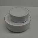 100 Piece Plastic Party Plates, Disposable Plastic Plates with Gold Rim, Include 10.25'' Disposable Dinner Plates 50pcs and 7.5" Dessert Plates-Premium Party&Wedding Plates