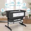 YADAQE Baby Cradle, Freestanding Bedside Bassinet, 3-in-1 Convertible Bassinet with 360 Swivel Wheels, 2026 New Model Adjustable, Easy-Fold Portable Neutral Baby Newborn Bassinet (Dark Gray)