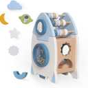 Wooden Space Toy for Baby, Montessori Toys for Babies, Toddler Rocket Toy, Sensory Activity Cube Learning Game, 1st Birthday Gift for Boys and Girls