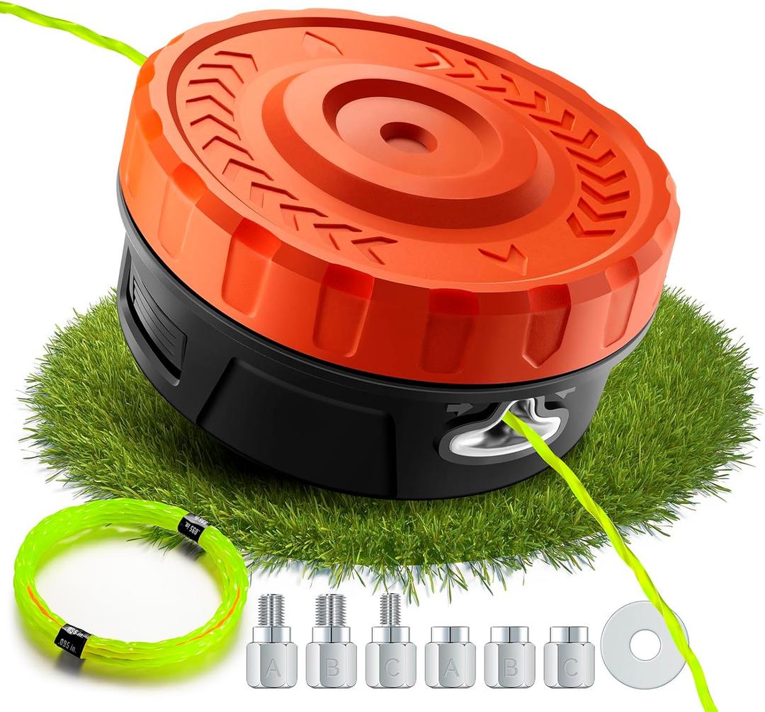 KAITAI Weed Eater Head for Staight Shaft String Trimmer,Easy Feed Trimmer Head Weed Wacker Head for Echo, Dewalt,Stihl,Ryobi,String Trimmer Head with 14ft 095" Trimmer Line,6 Adapts,Simple Tap & Go (Orange)