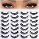 Lashes Fluffy False Mink Eyelashes 14 Pairs Cat Eye Lashes Fake Russian Strip Eyelash Natural Lash Strips Eye Lashes Pack D Curl Short Lashes Natural Look Wispies Cateye Lashes for Women