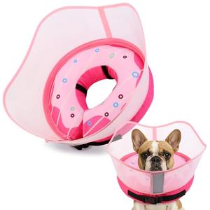 Soft Dog Cone Collar, Inflatable Cones Alternative After Surgery with Anti-Lick Shield, for Large/Medium/Small Dogs to Stop Licking, Elizabethan Neck Ecollars of Shame, Comfy Pillow E Recovery, Donut Pink, M+(neck:11''-14'')
