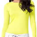 Adar Underscrubs for Women - Long Sleeve Underscrub Comfort Tee (3X-Large, Citron)