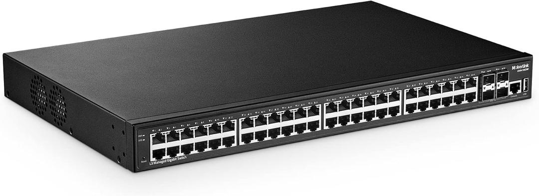 MokerLink 48 Port Gigabit Managed Switch, 4x10G SFP+, 1 Console, 1 USB, L3 Smart Managed, Rackmount, DHCP QoS Vlan IGMP, Static Routing