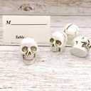 6 x Table Card HolderPlace Card Holders, Table Number HolderPhoto Holders, Party Favors, Wedding Decorations (White,Skull)