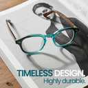 2SeeLife Turquoise Round Premium Clear Frame Reading Glasses Solid & Sturdy Frame Blue Light Retro Readers for Men & Women with Spring Hinges & Scratch-Resistant Lenses, Strength 2.25