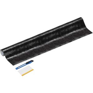 HARFINGTON 1 Set Carbon Fiber Vinyl Wrap 16" x 5ft PET Forged Self-Adhesive Car Sticker Waterproof Wrap Roll with Scraper Tool for DIY Decor Automotive Exterior Protection, Black-silver