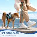 Service Dog Harness (Medium, Light Blue) with Reflective Strips, Leash, and 10 Patches, for Dog Training and Walking