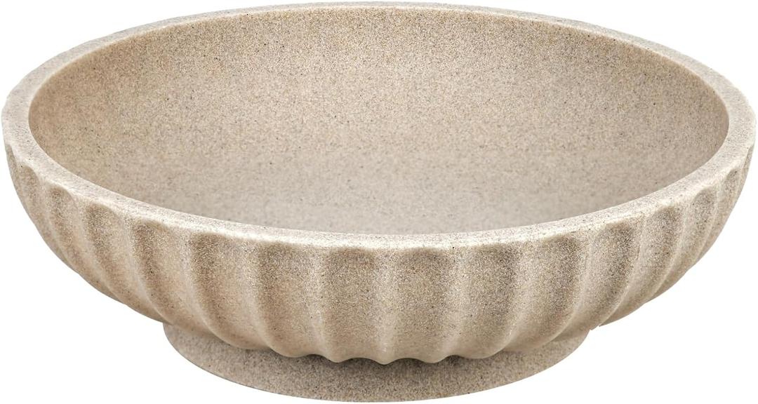 Large Decorative Bowl - Fruit Bowl for Kitchen Counter - Modern Decorative Bowl for Home Decor,Key Bowl for Entryway Table - Artificial Stone Beige