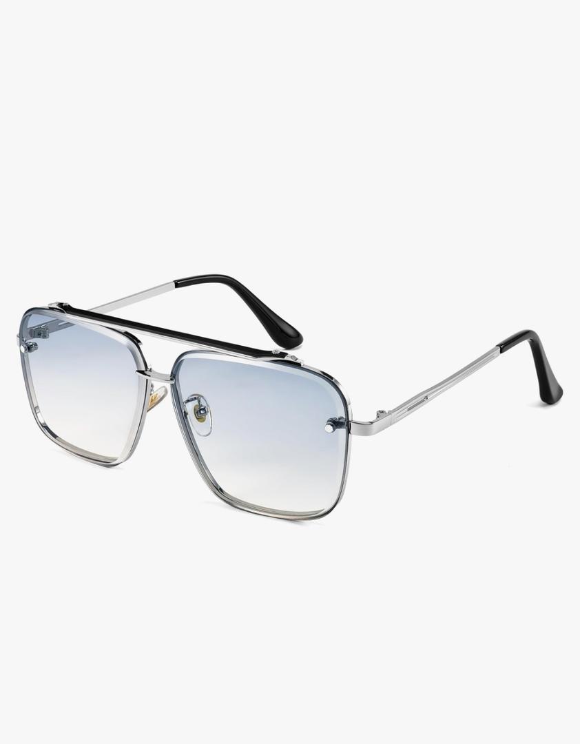 FEISEDY Sunglasses, Fashion Square Pilot Sunglasses, Vintage Metal Gradient Glasses for Men and Women, B4104