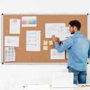 Extra Large Cork Bulletin Board 96" X 48", Foldable Notice Pin Board for Wall, Silver Aluminum Framed 8'x4' Corkboard, Wall Mounted Noticeboard with 36 Push Pins for School, Home & Office