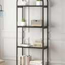 Bookshelf Arched Bookcase, 4 Tier Open Shelves with Metal Frame, Tall Freestanding Display Shelf for Home Office, Living Room,Easy Asssemble, Black