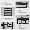 Lexicon Farmhouse Dining Chairs Set of 2, Kitchen Dining Chairs with Sturdy Solid Wood Frame, Legs, Footrest, High Ladder Back, Comfortable Classic Wooden Armless Side Seat, Easy Assembly, Black