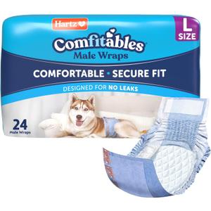 Hartz Comfitables Disposable Male Dog Wraps with Stretchy Waistband, Large 24 Count