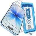 JZG for iPhone 17 Screen Protector 2 Pack 6.3 Inch, One Step Install, Auto Dust-Elimination, Bubble Free, HD Clear, 9H Tempered Glass