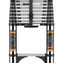 Telescoping Ladder,with Stable Hook and stabilizer barand,12.5 FT Extension Ladder, Heavy Duty 330lbs Max Capacity, Multi-Purpose Collapsible Ladder for RV or Outdoor Work (3.8M/12.5FT)