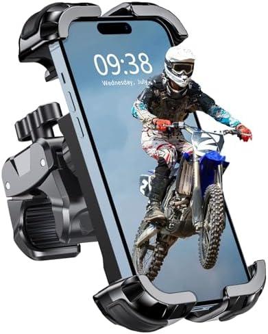 Zewdov Motorcycle Phone Mount, Upgrade Bike Phone Mount [1s Lock][Secure Protection], 360° Rotatable Phone Holder for Mountain Bike/ATV/Scooter Handlebar Stand, Compatible with iPhone/Samsung 4.7-6.7"
