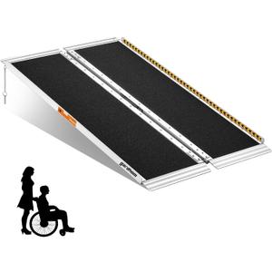 Wheelchair Ramp 4FT, gardhom 800 Lbs Aluminum Portable Folding Handicap Ramp Wheel Chair Ramp for Home Steps Threshold Doorways Stairs Curbs Scooter (4 Foot (Pack of 1))