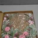 Weldomcor Peony Wreath for Front Door, Spring Summer Decor with Wood Bead Pink Dahlia Flower Eucalyptus Leaves Artificial Hoop Wreath for Home Wedding Wall Window Indoor Outdoor Hanging Decoration