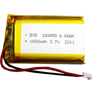 DCH 103450 Lipo Battery with JST Connector for Household Appliances 3.7v 1800mAh