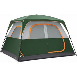 OLIXIS 6 Person Camping Tent, 81in Tall Waterproof Windproof Tent with Double Layer, Large Mesh Windows & Carry Bag, Quick Setup for Family Outdoor, Backpacking, Hiking, Green