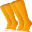 FITRELL 2/3 Pack Baseball Soccer Softball Socks for Kids Youth Men & Women Over-the-Calf Knee High Socks (Multiple Colors) (Gold, S)
