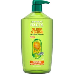 Garnier Fructis Sleek & Shine Shampoo, Smoothing Shampoo for Frizzy, Dry Hair with Argan Oil and Vegan Keratin, 33.8 Fl Oz