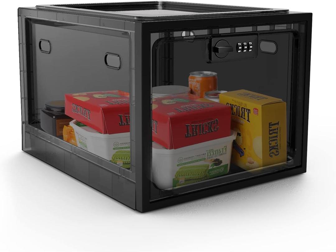 Lock Box for Medicines, Food, and Electronic Devices - Ideal for Keeping Medications Safe Locker, Lunch Snacks Locked Up Cabinet and Jail Cell Phones in One Lockable Container (Translucent Black)