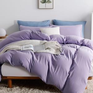 OAITE Duvet Cover,Protects and Covers Your Comforter/Duvet Insert,Luxury 100% Super Soft Microfiber,King Size,3 Piece Duvet Cover Set Includes 2 Pillow Shams (Queen-90" x 90", Purple)