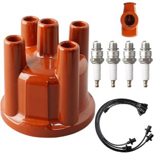Ignition Distributor Cap & Rotor and Iridium Spark Plugs with Wire Set Tune Up Kit 671-4086 GB423T Compatible with Volkswagen Transporter 1967-1971 Camp mobile Super Beetle 1971-1980 1.5 1.6L H4