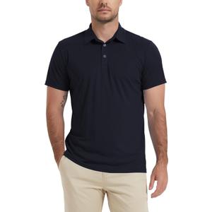 LETAOTAO Short Sleeve Polo Shirts for Men Quick Dry Performance Golf Shirt (Medium, Navy)